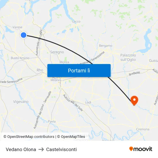 Vedano Olona to Castelvisconti map