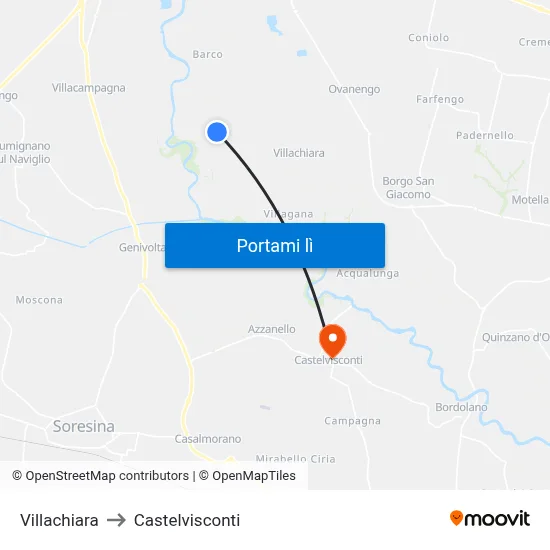 Villachiara to Castelvisconti map