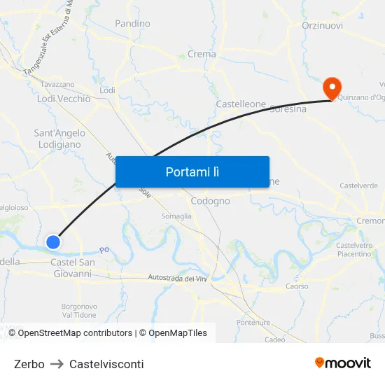Zerbo to Castelvisconti map