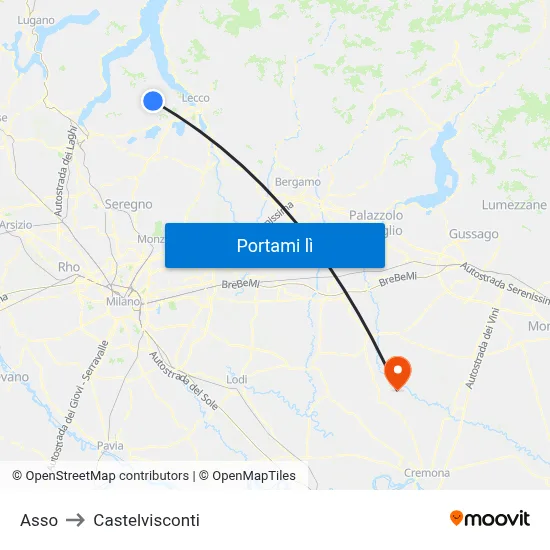 Asso to Castelvisconti map