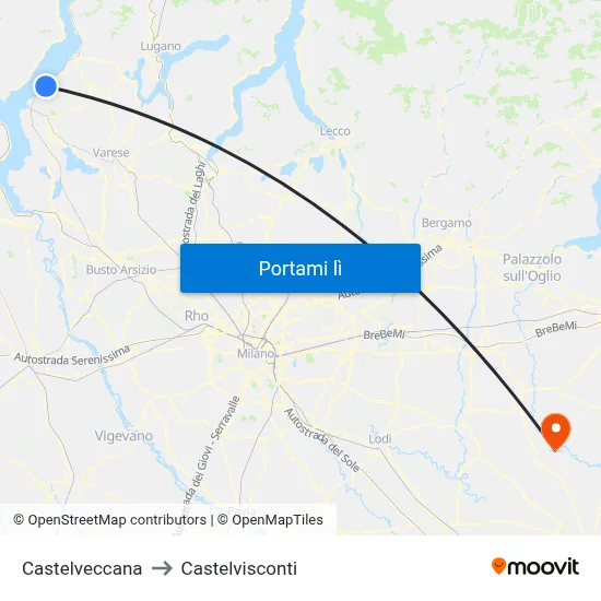 Castelveccana to Castelvisconti map