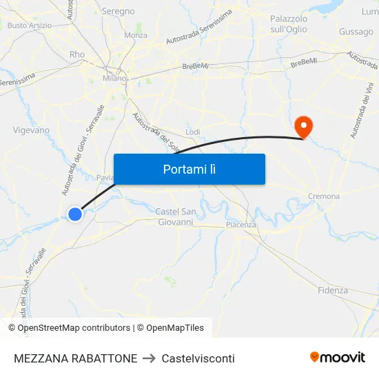 MEZZANA RABATTONE to Castelvisconti map