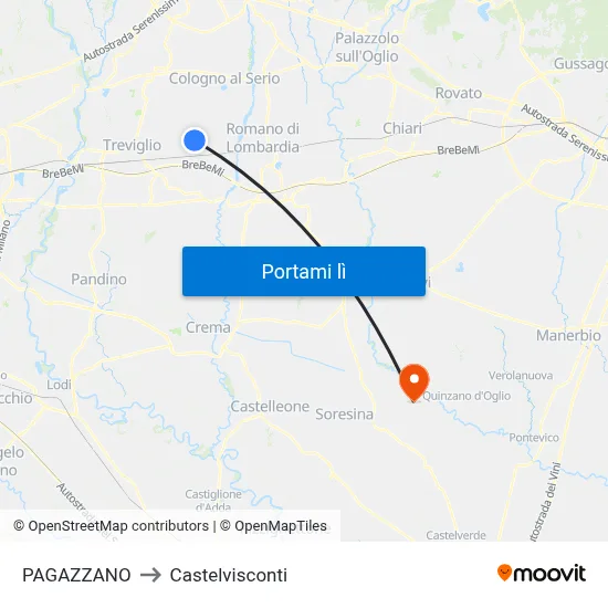 PAGAZZANO to Castelvisconti map