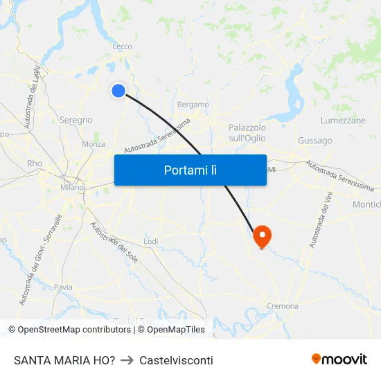 SANTA MARIA HO? to Castelvisconti map