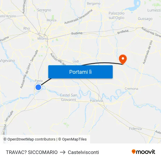 TRAVAC? SICCOMARIO to Castelvisconti map