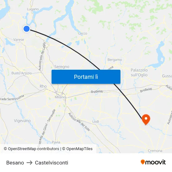 Besano to Castelvisconti map