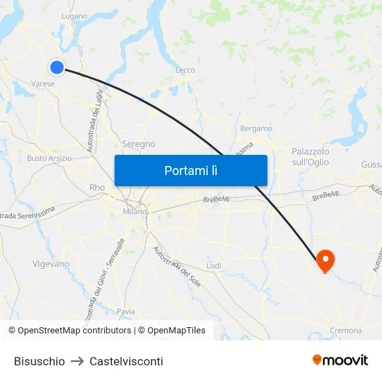 Bisuschio to Castelvisconti map