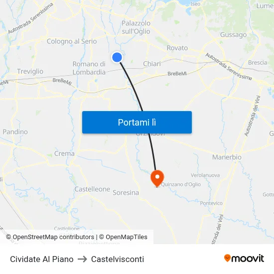 Cividate Al Piano to Castelvisconti map