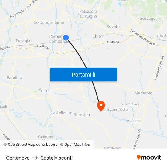 Cortenova to Castelvisconti map