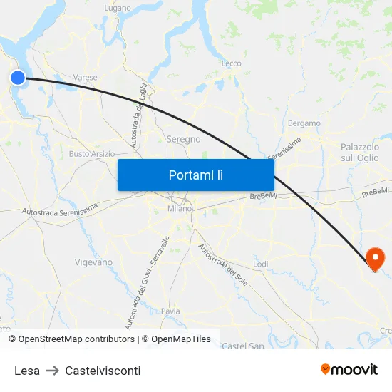 Lesa to Castelvisconti map