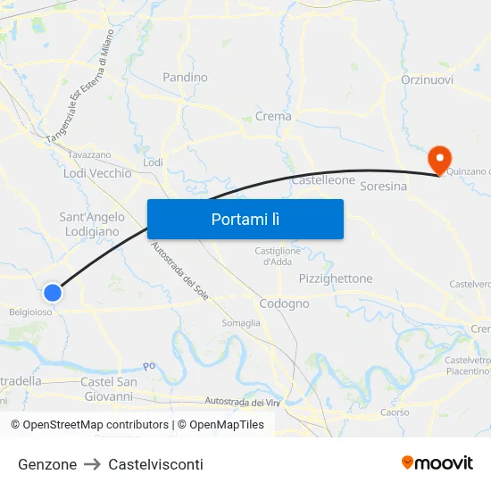 Genzone to Castelvisconti map
