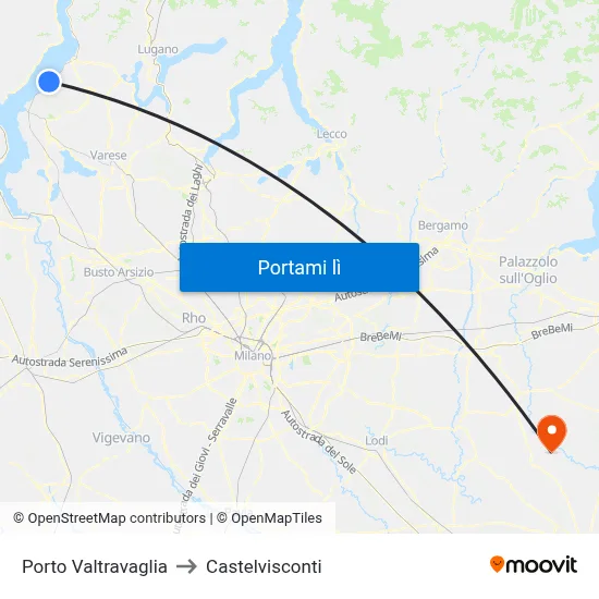 Porto Valtravaglia to Castelvisconti map