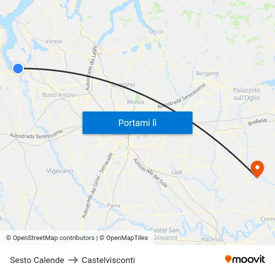 Sesto Calende to Castelvisconti map