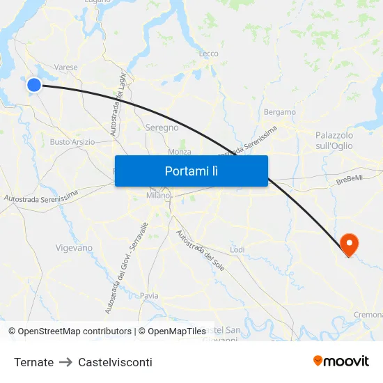 Ternate to Castelvisconti map