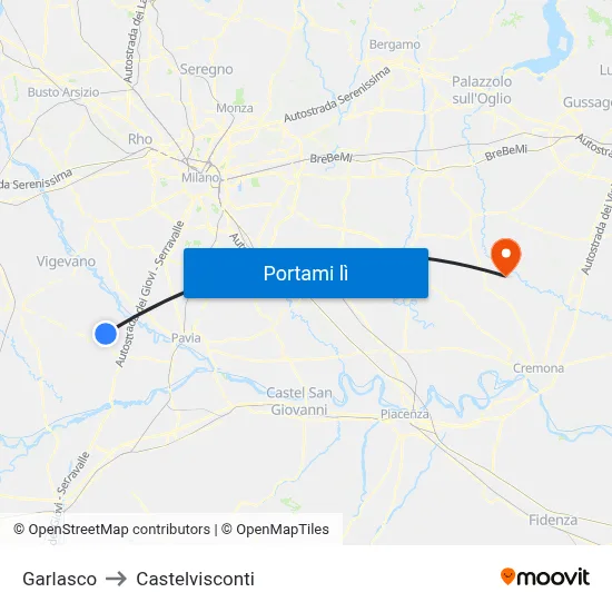 Garlasco to Castelvisconti map