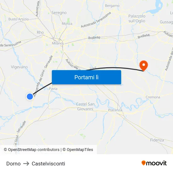 Dorno to Castelvisconti map