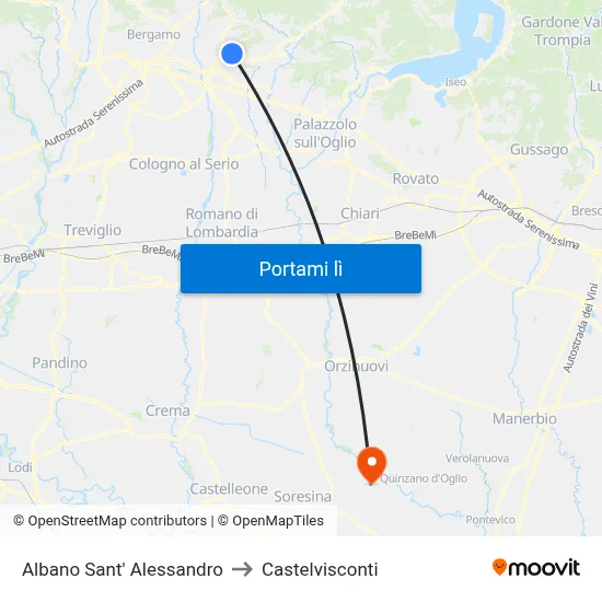 Albano Sant' Alessandro to Castelvisconti map