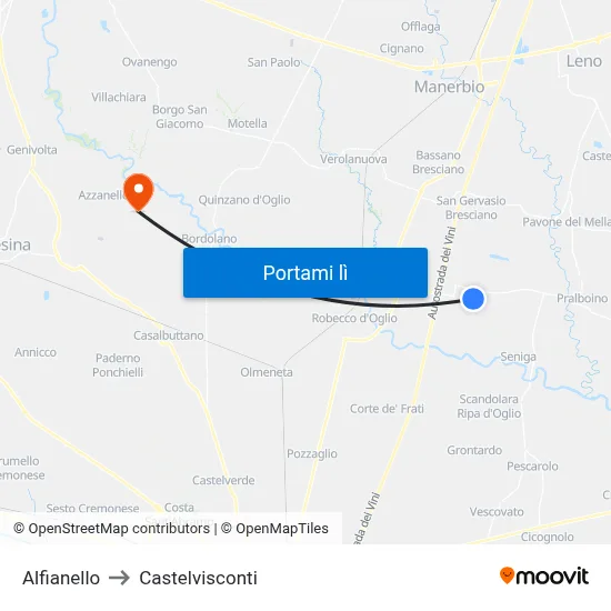 Alfianello to Castelvisconti map