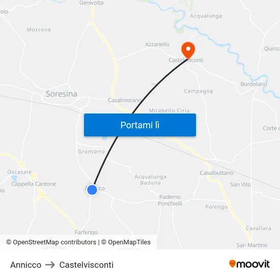 Annicco to Castelvisconti map