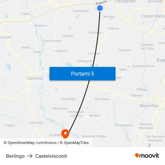 Berlingo to Castelvisconti map