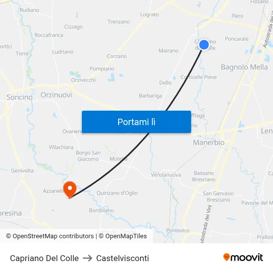Capriano Del Colle to Castelvisconti map