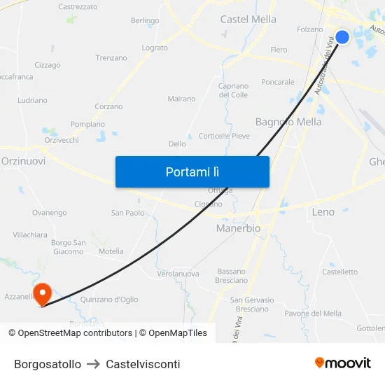 Borgosatollo to Castelvisconti map