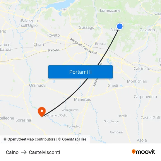 Caino to Castelvisconti map