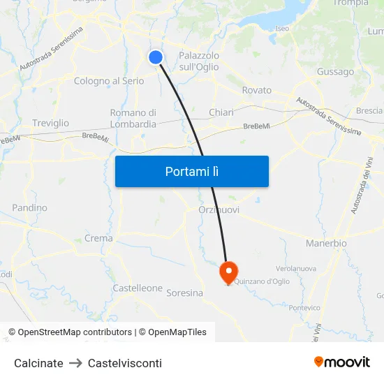 Calcinate to Castelvisconti map