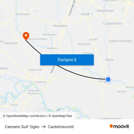 Canneto Sull' Oglio to Castelvisconti map