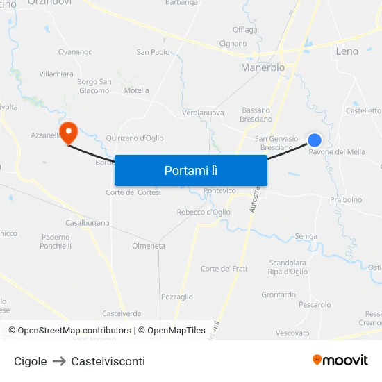 Cigole to Castelvisconti map