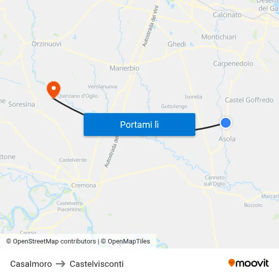 Casalmoro to Castelvisconti map