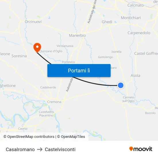 Casalromano to Castelvisconti map