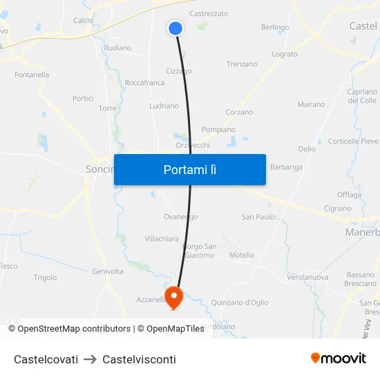 Castelcovati to Castelvisconti map