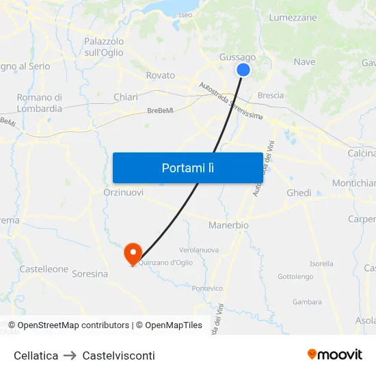 Cellatica to Castelvisconti map