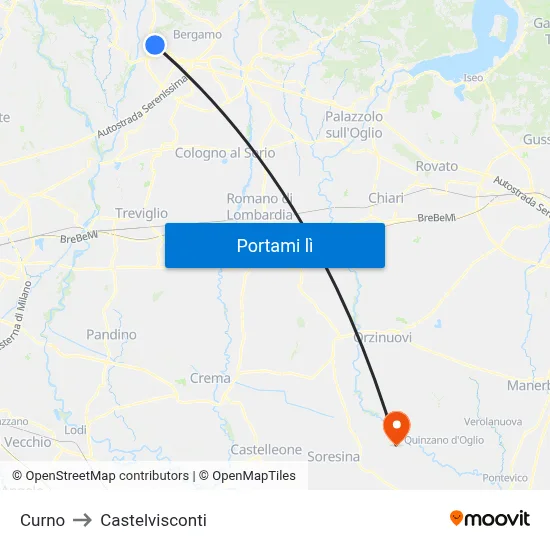 Curno to Castelvisconti map