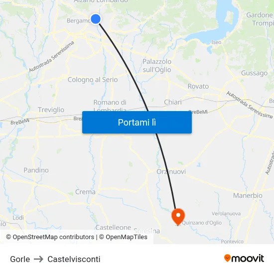 Gorle to Castelvisconti map
