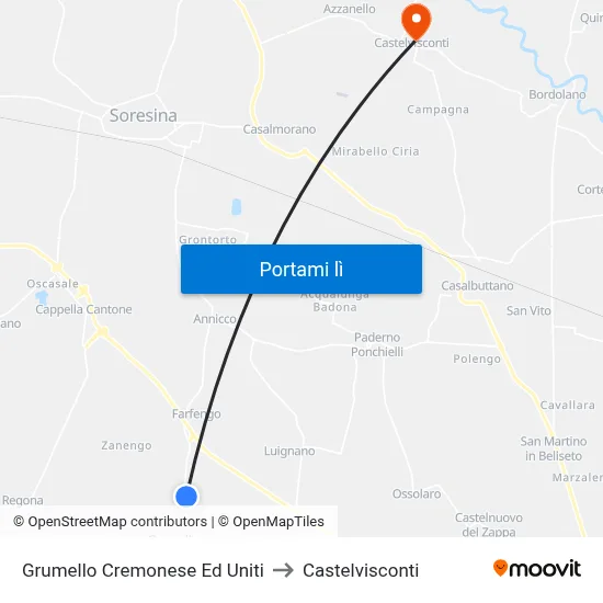 Grumello Cremonese Ed Uniti to Castelvisconti map