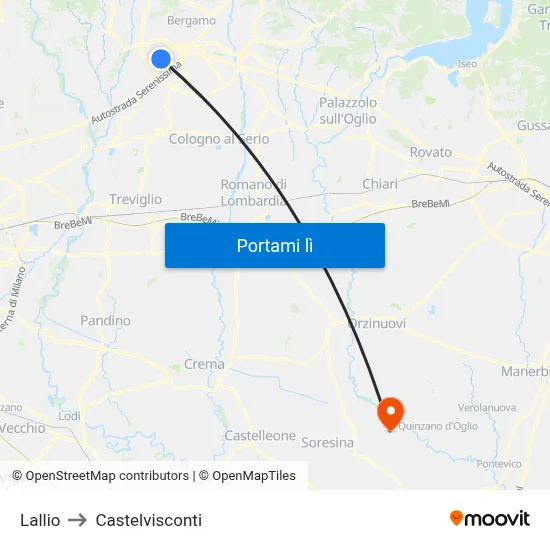 Lallio to Castelvisconti map