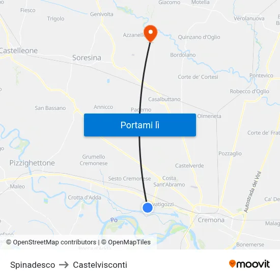 Spinadesco to Castelvisconti map