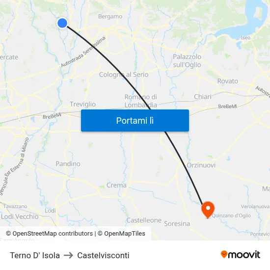 Terno D' Isola to Castelvisconti map