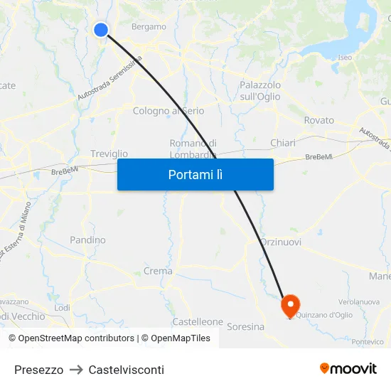 Presezzo to Castelvisconti map