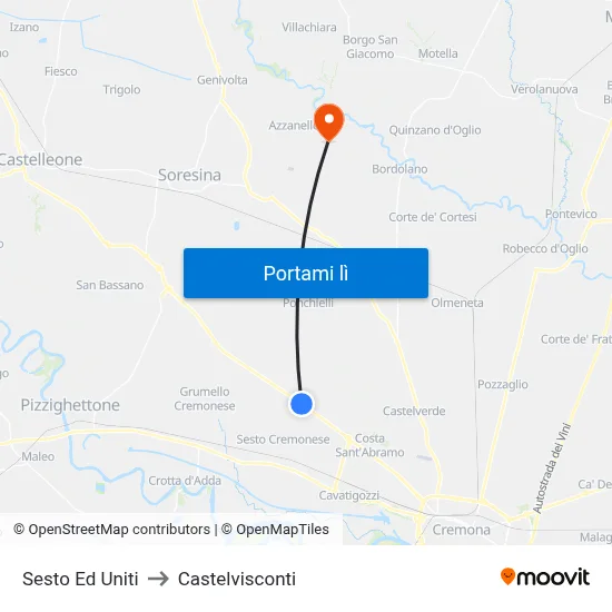 Sesto Ed Uniti to Castelvisconti map