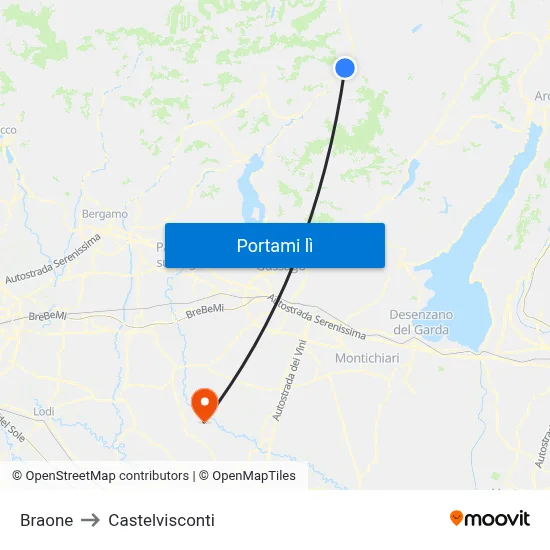 Braone to Castelvisconti map