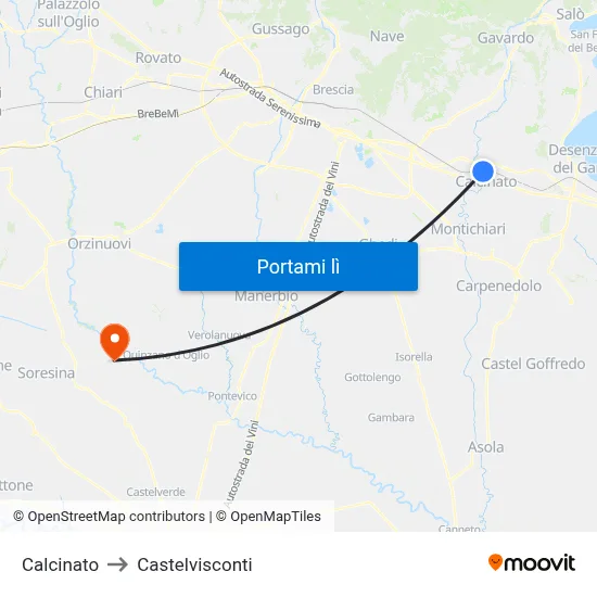 Calcinato to Castelvisconti map