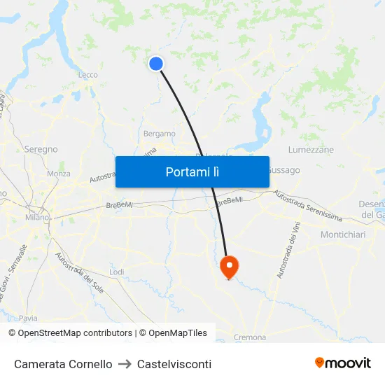 Camerata Cornello to Castelvisconti map