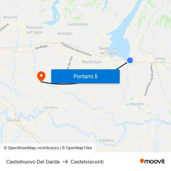 Castelnuovo Del Garda to Castelvisconti map