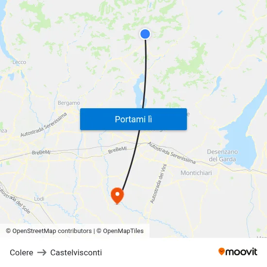 Colere to Castelvisconti map