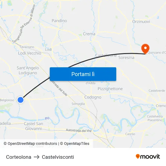 Corteolona to Castelvisconti map