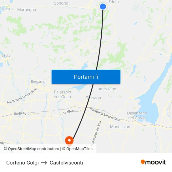 Corteno Golgi to Castelvisconti map