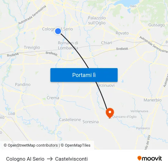 Cologno Al Serio to Castelvisconti map